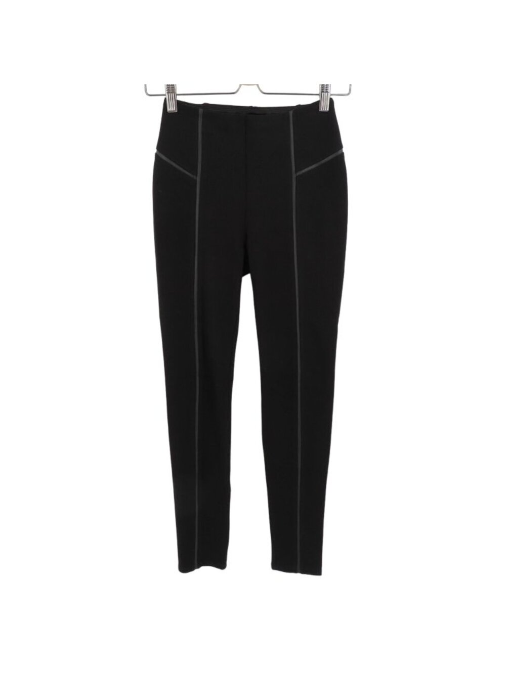 Lysse Womens Extra Small XS Style 1332 Faux Leather Insert Solid Black Leggings